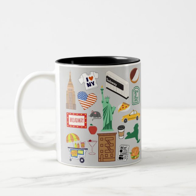 Caneca De Café Em Dois Tons Símbolos Nova Iorque (Esquerda)