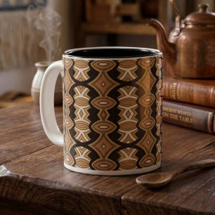 Caneca De Café Em Dois Tons Simetria de Diamante e Oval Chic