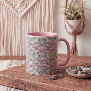 Caneca De Café Em Dois Tons Simetria de Diamante e Oval Macio