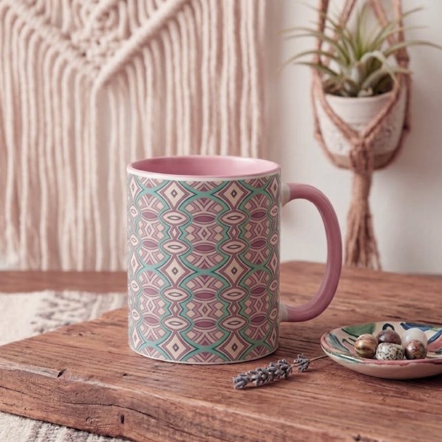 Caneca De Café Em Dois Tons Simetria de Diamante e Oval Macio (Criador carregado)