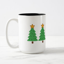Caneca De Café Em Dois Tons Simple Christmas Tree 
