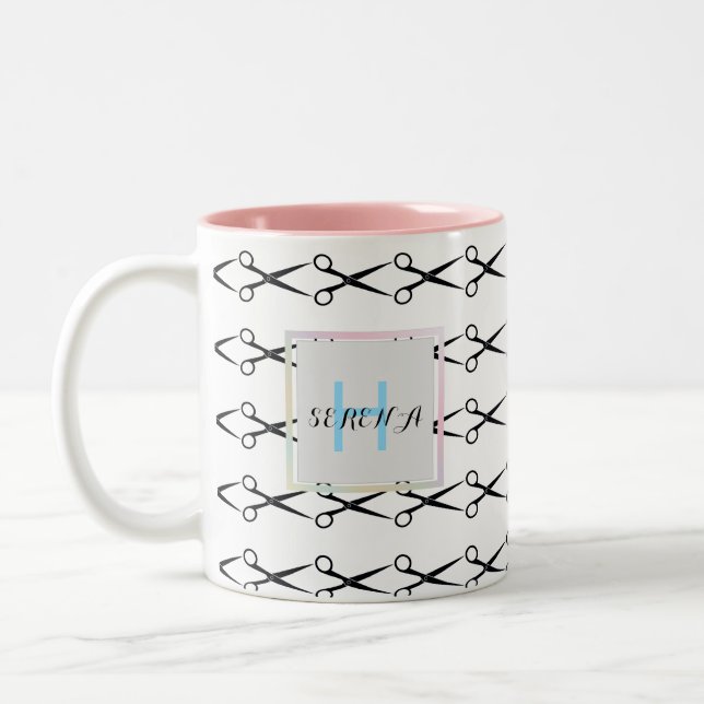 Caneca De Café Em Dois Tons Simple elegant business light beauty salon (Esquerda)