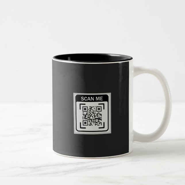Caneca De Café Em Dois Tons Simple Logo QR Code Business Black (Direita)