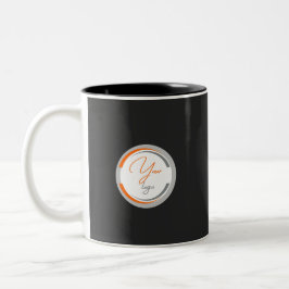 Caneca De Café Em Dois Tons Simple Logo QR Code Business Black