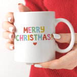 Caneca De Café Em Dois Tons Simples e Moderno Feliz Natal<br><div class="desc">Uma caneca de Natal colorida,  divertida e festiva. Tão divertido para os feriados!</div>