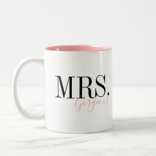Caneca De Café Em Dois Tons Simples e personalizada Sra. casais lindos