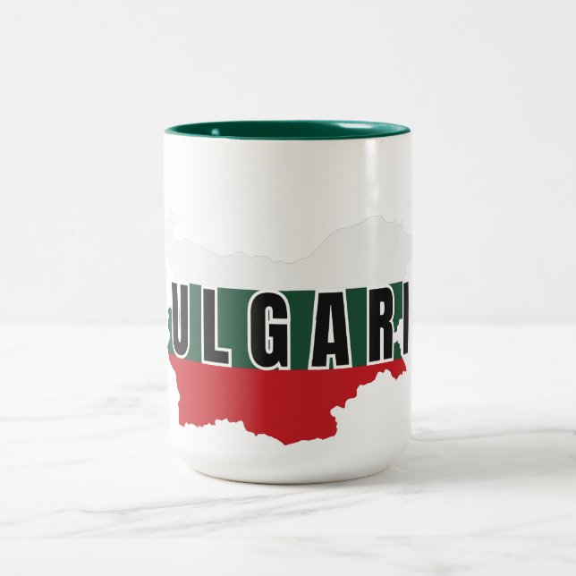 Caneca De Café Em Dois Tons Simples mapa moderno da Bulgária - Letra Flag Souv (Centro)