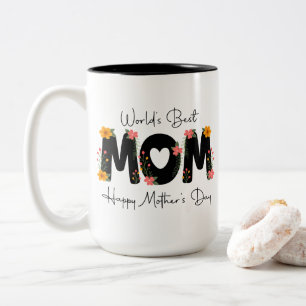 Caneca De Café Em Dois Tons Simples Melhor Mãe do Mundo no Dia das Mães - Cali