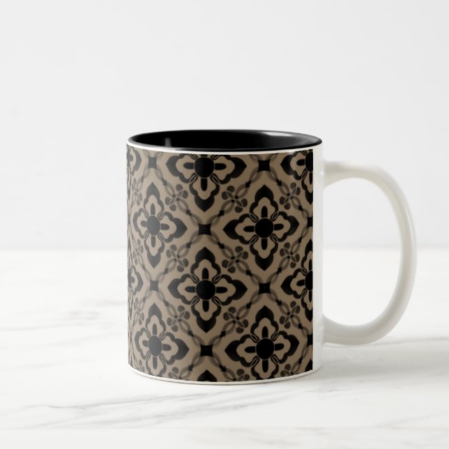 Caneca De Café Em Dois Tons Simplesmente Dazzling Damask Mug, Mocha (Direita)
