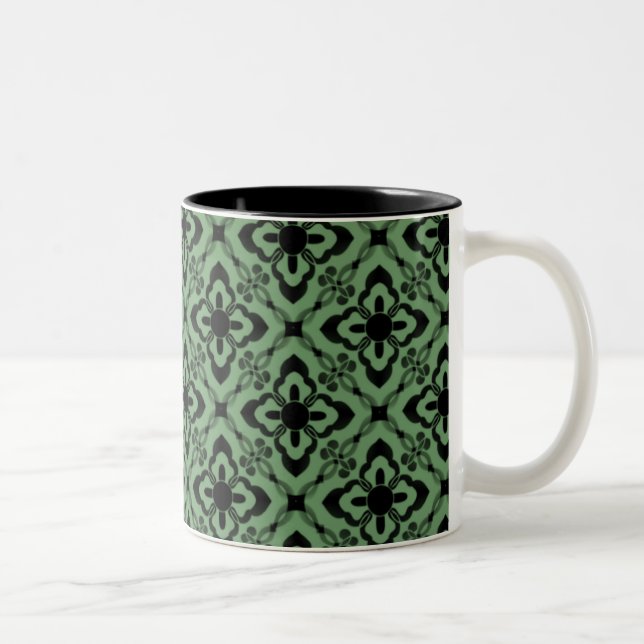 Caneca De Café Em Dois Tons Simplesmente Dazzling Damask Mug, Verde (Direita)