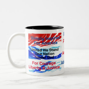 Caneca De Café Em Dois Tons Simplesmente Empenhado Para A Nação América Um