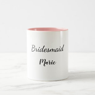 Caneca De Café Em Dois Tons SIMPLLE MINIMAL adicione seu nome como bridesmaid 