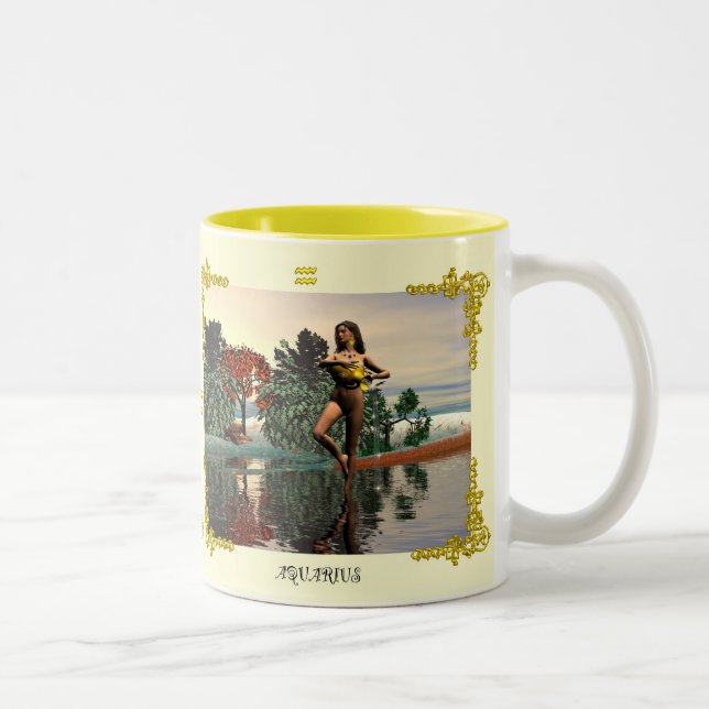 CANECA DE CAFÉ EM DOIS TONS SINAIS DE ANIVERSÁRIO ZODIÁTICOS / AQUÁRIO (Direita)