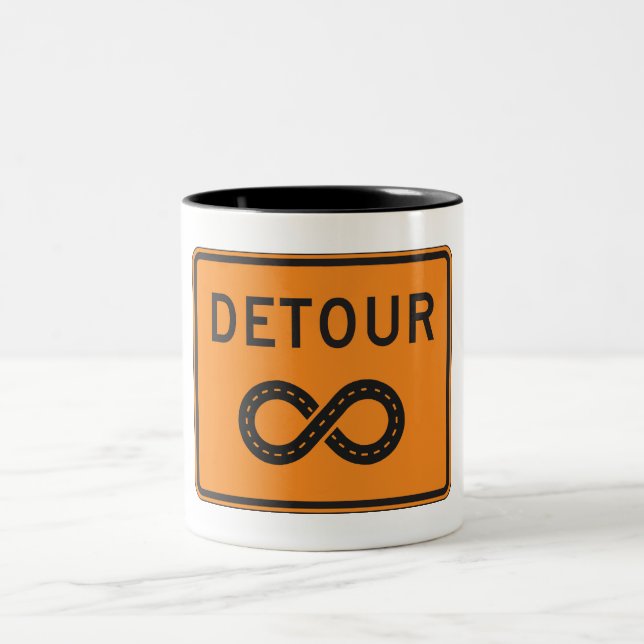 Caneca De Café Em Dois Tons Sinais de Desvios Infinitos Ciclo (Centro)