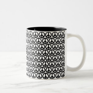 Caneca De Café Em Dois Tons Sinais de paz em preto e branco