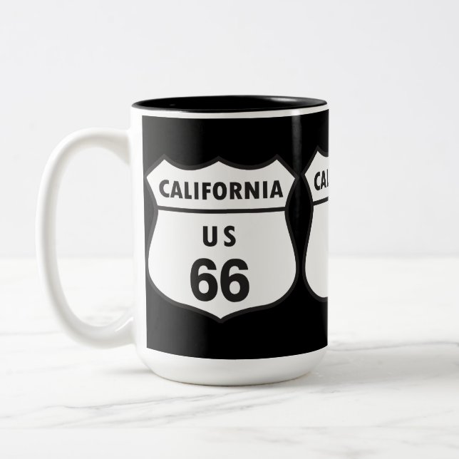 Caneca De Café Em Dois Tons Sinal de Califórnia E.U. 66 (Esquerda)