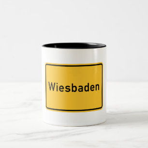 Caneca De Café Em Dois Tons Sinal de estrada de Wiesbaden, Alemanha