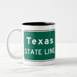 Caneca De Café Em Dois Tons Sinal de Estrada do Texas State Line
