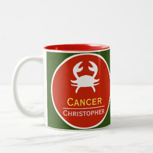 Caneca De Café Em Dois Tons Sinal de Estrela Zodiac do cancer com Nome do Prop