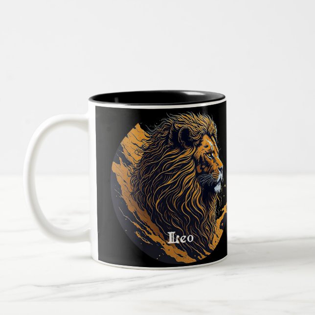 Caneca De Café Em Dois Tons Sinal de horóscopo Leo (Esquerda)