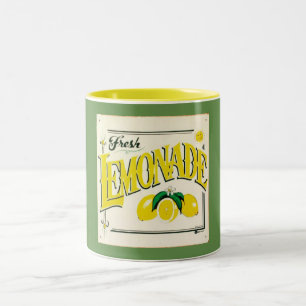 Caneca De Café Em Dois Tons Sinal de limonada limão-limão fruta de Verão de do