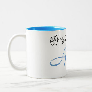 Caneca De Café Em Dois Tons Sinal de Língua Americana ASL - Feitiço dois de ab