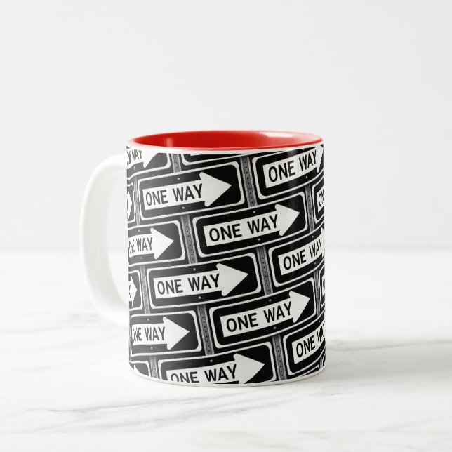 Caneca De Café Em Dois Tons Sinal de mão única (Frente Esquerda)