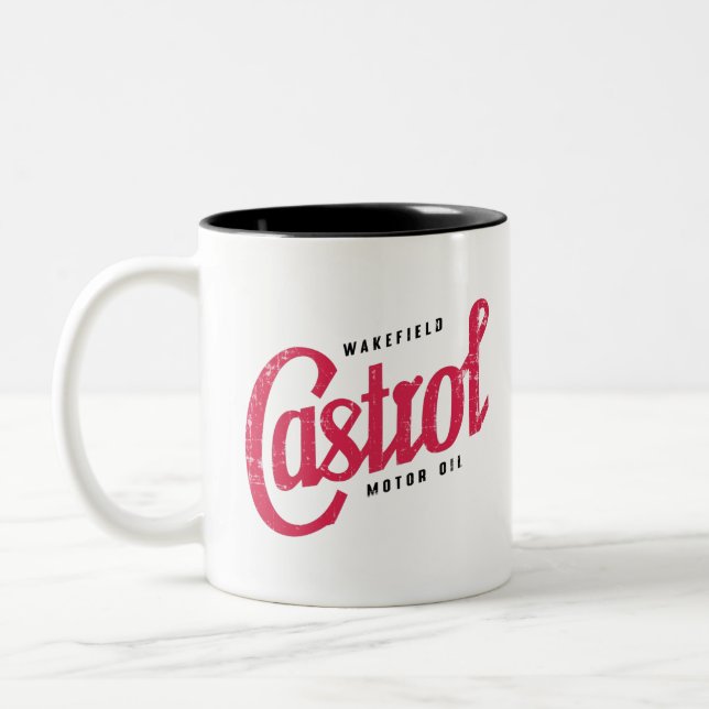 Caneca De Café Em Dois Tons sinal de óleo retrô (Esquerda)