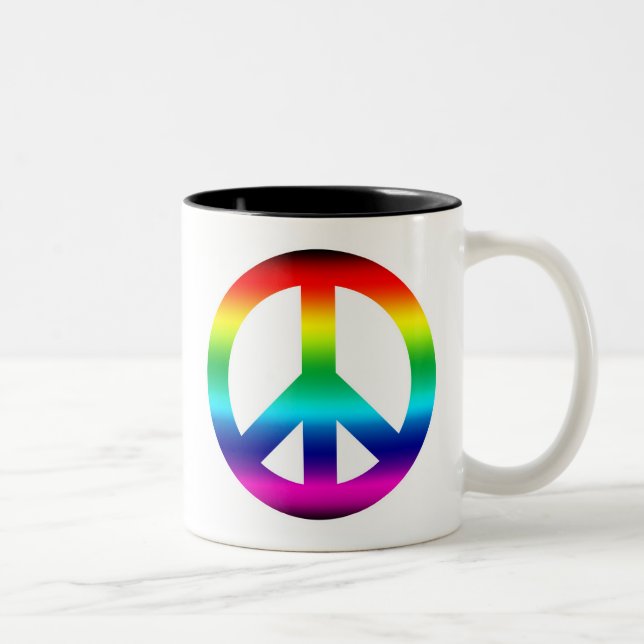 Caneca De Café Em Dois Tons Sinal de Paz Arco-Íris (Direita)