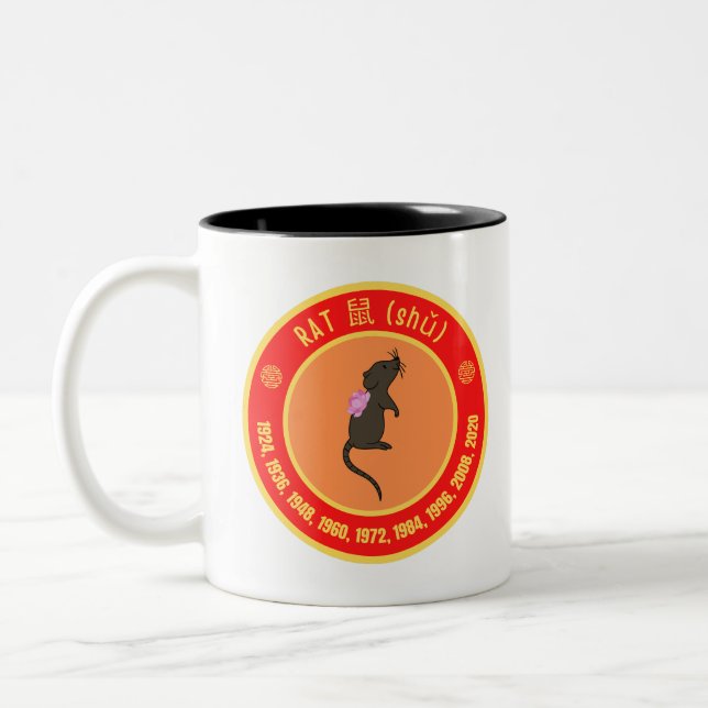 Caneca De Café Em Dois Tons Sinal de rato de astrologia chinesa (Esquerda)