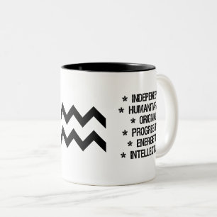 Caneca De Café Em Dois Tons Sinal do zodíaco do Aquário ("grande")