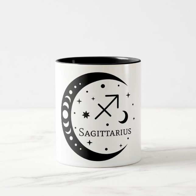 Caneca De Café Em Dois Tons Sinal Zodiac Na Lua/Sagitário (Centro)
