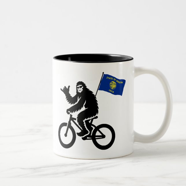 Caneca De Café Em Dois Tons Sinalizador Bigfoot Cycling Oregon (Direita)