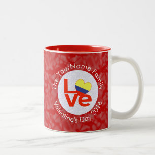Caneca De Café Em Dois Tons Sinalizador Colombiano Red LOVE Personalizado