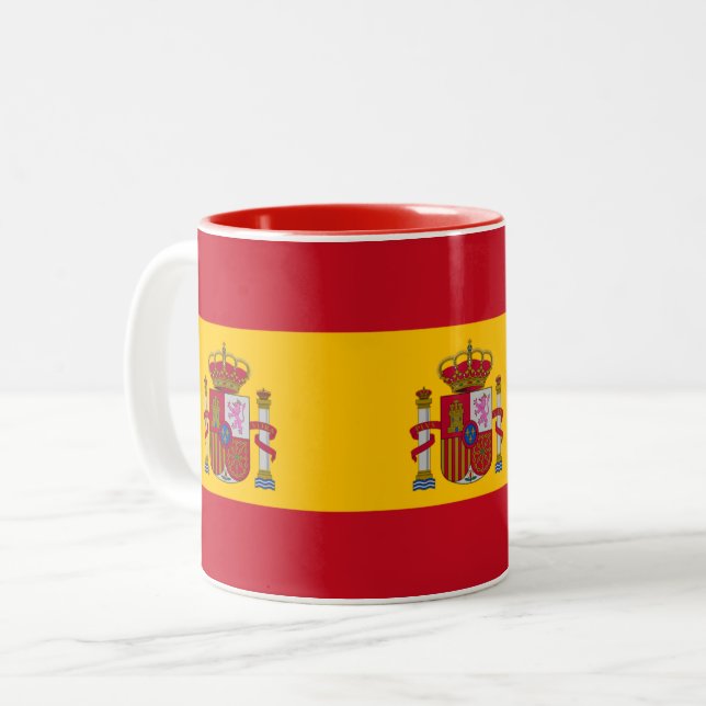Caneca De Café Em Dois Tons Sinalizador de espanha (Frente Esquerda)