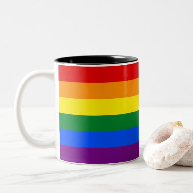 Caneca De Café Em Dois Tons Sinalizador de Orgulho (Com Donut)