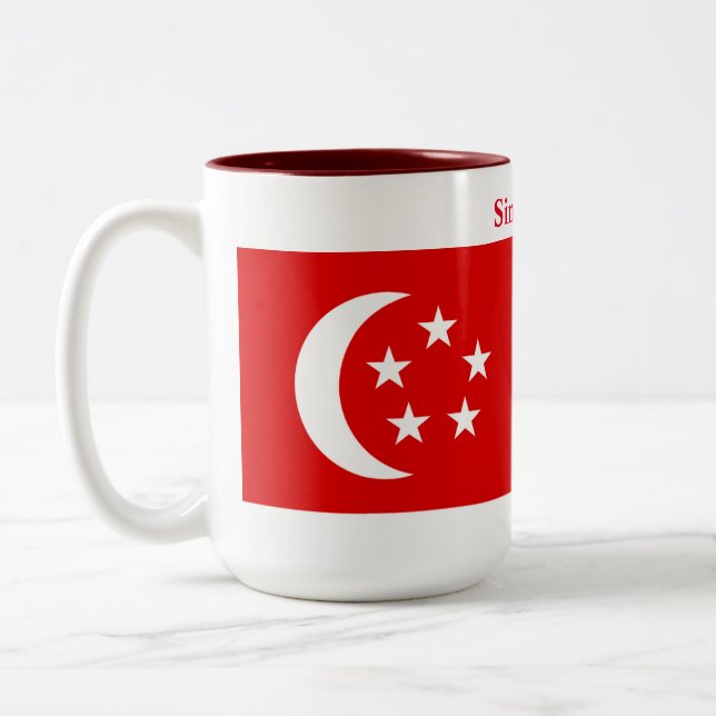 Caneca De Café Em Dois Tons Sinalizador de Singapura (Esquerda)
