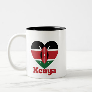 Caneca De Café Em Dois Tons Sinalizador do Coração do Quênia
