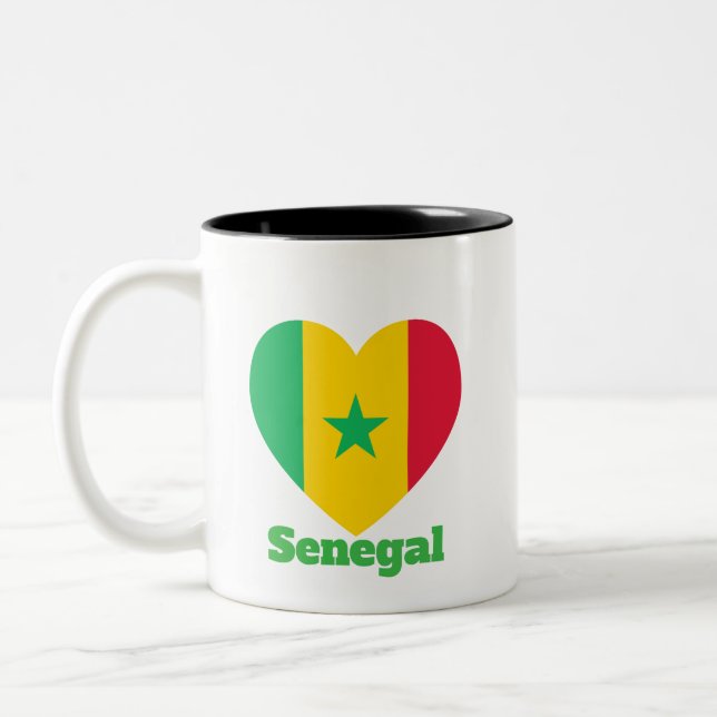 Caneca De Café Em Dois Tons Sinalizador do Coração Senegal (Esquerda)