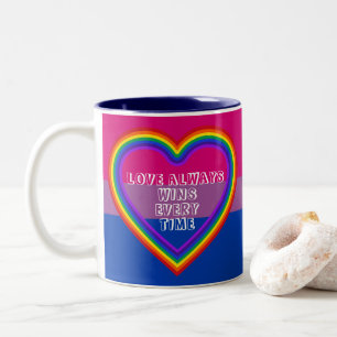 Caneca De Café Em Dois Tons Sinalizador do Orgulho Bissexual LGBTQAI com Texto