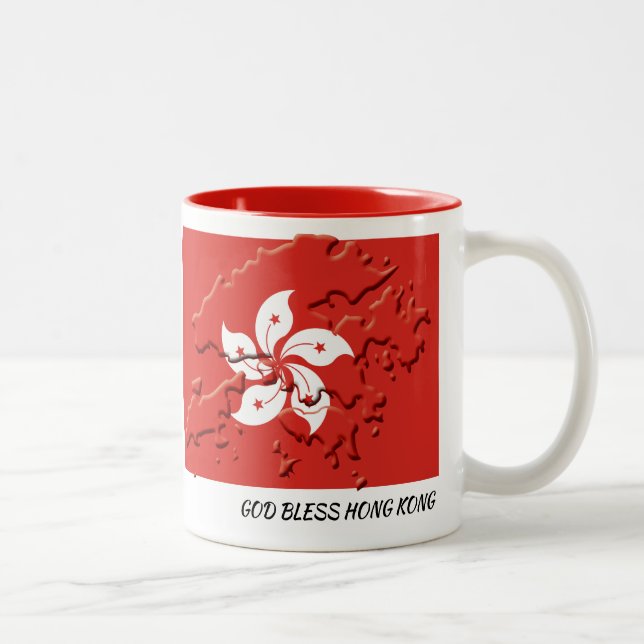 Caneca De Café Em Dois Tons Sinalizador HONG KONG Personalizado (Direita)