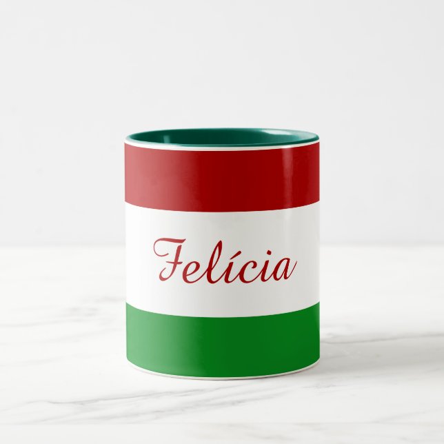 Caneca De Café Em Dois Tons Sinalizador Húngaro Personalizado (Centro)