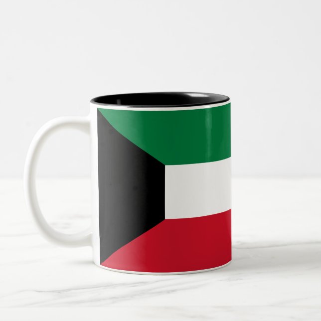 Caneca De Café Em Dois Tons Sinalizador Kuwait (Esquerda)