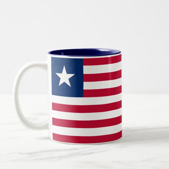 Caneca De Café Em Dois Tons Sinalizador Libéria (Esquerda)