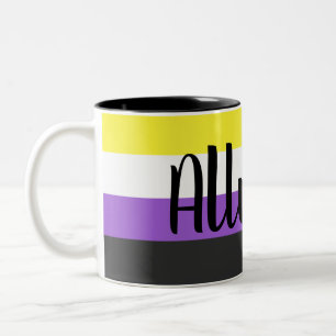 Caneca De Café Em Dois Tons Sinalizador não binário Ally Mug