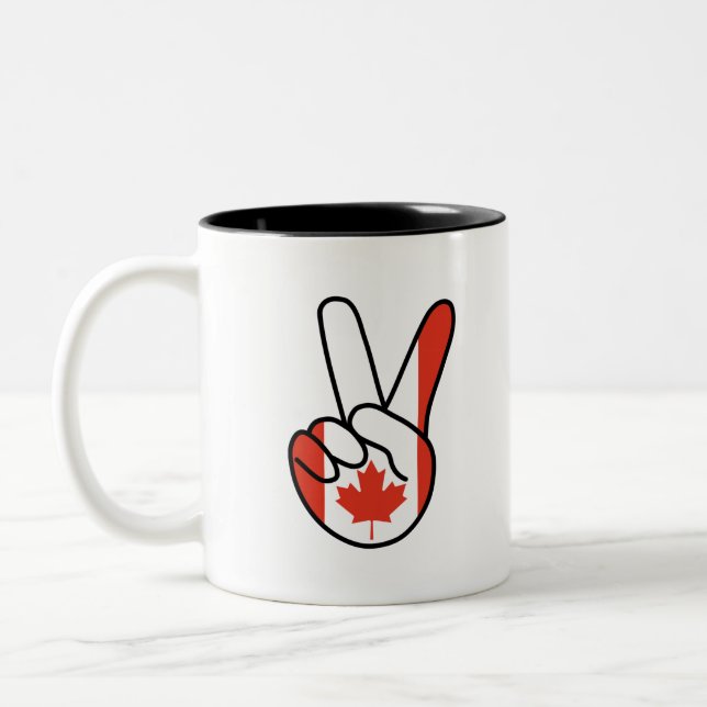 Caneca De Café Em Dois Tons Sinalizador V do Canadá (Esquerda)