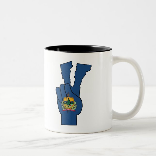 Caneca De Café Em Dois Tons Sinalizador Vermont Sinal de Paz (Direita)