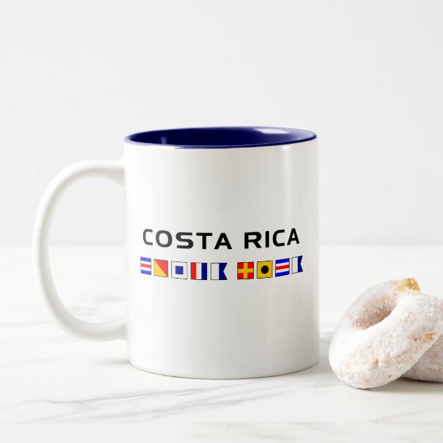 Caneca De Café Em Dois Tons Sinalizadores Marítimos da Costa Rica (Com Donut)