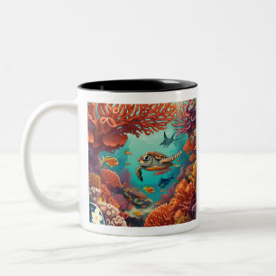 Caneca De Café Em Dois Tons "Sinfonia Aquática"