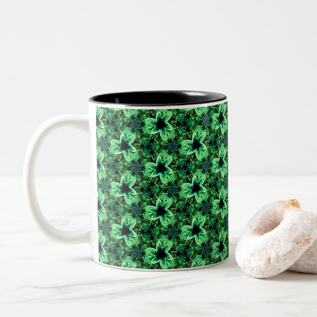 Caneca De Café Em Dois Tons Sinfonia em verde (Com Donut)